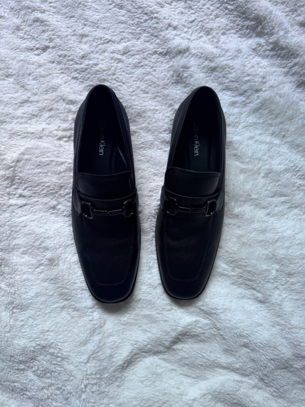 Calvin Klein Black Leather Bit-Detail Loafers